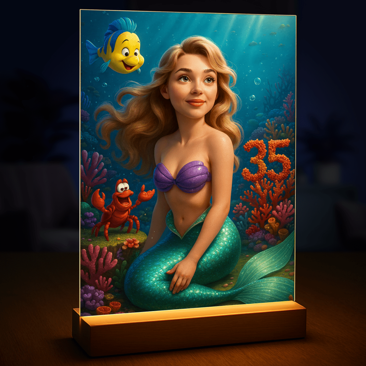 Portret syreny na 35 urodziny - druk na szkle, portret z Twojego zdjęcia - Wymaluj Prezent