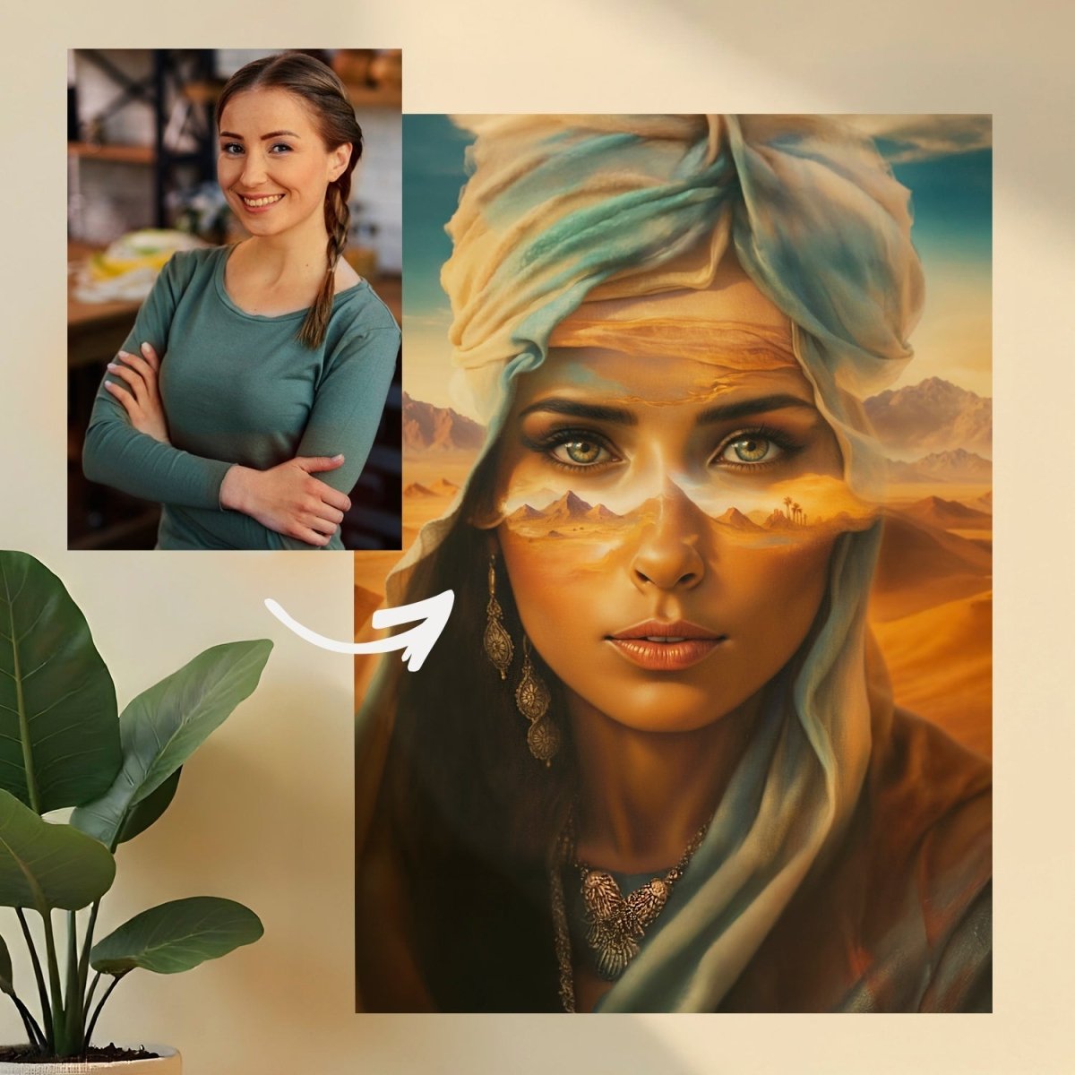 Portret tajemnica Sahary - obraz na płótnie z Twojego zdjęcia - Wymaluj Prezent