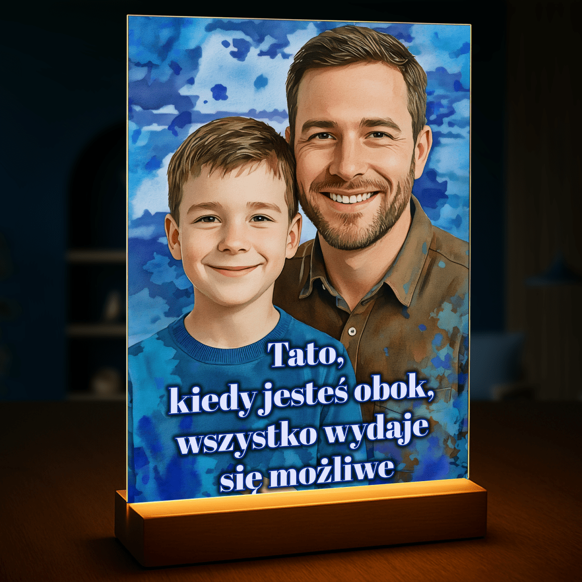 Image of Portret taty i syna - druk na szkle, portret z Twojego zdjęcia - Wymaluj Prezent