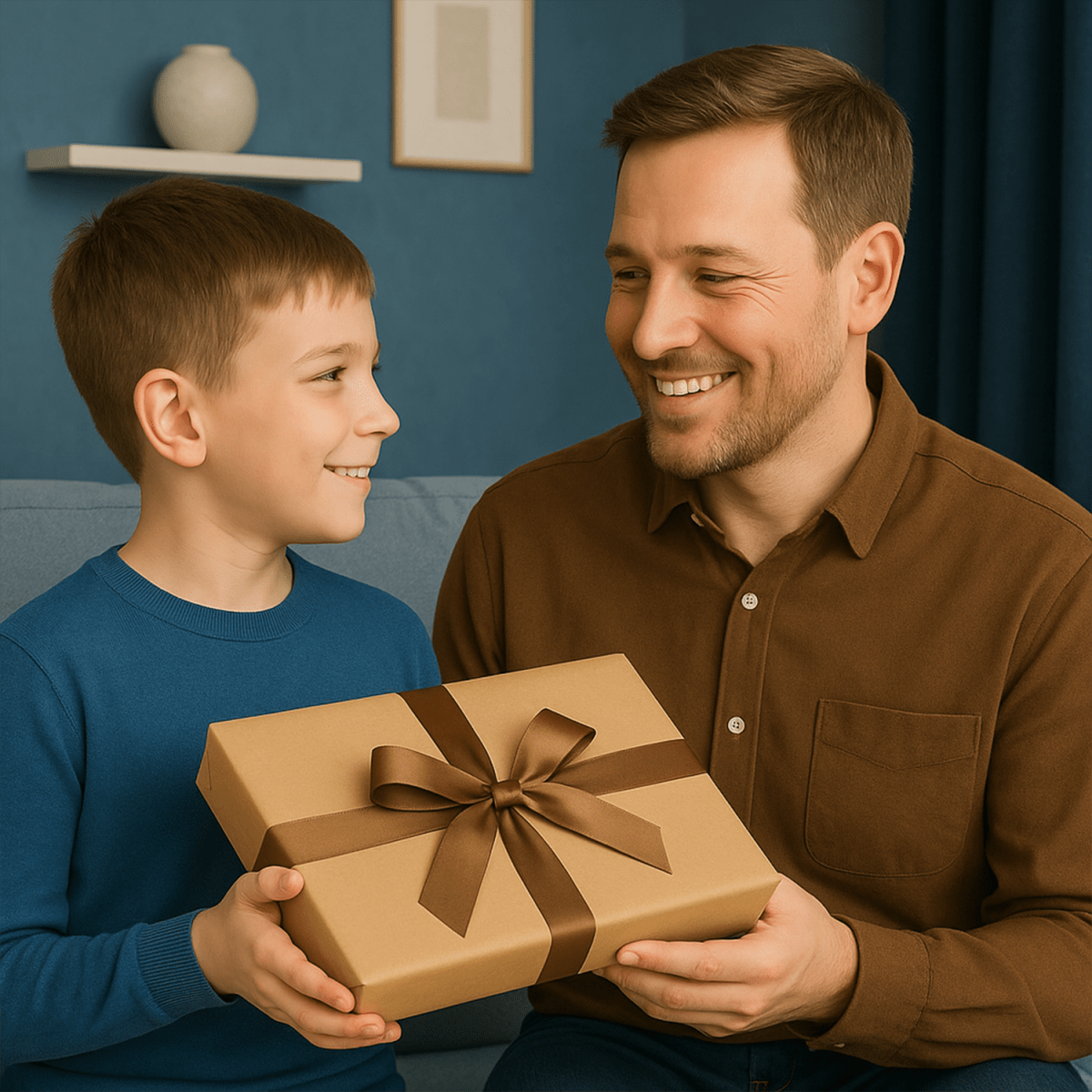 Image of Portret taty i syna - druk na szkle, portret z Twojego zdjęcia - Wymaluj Prezent