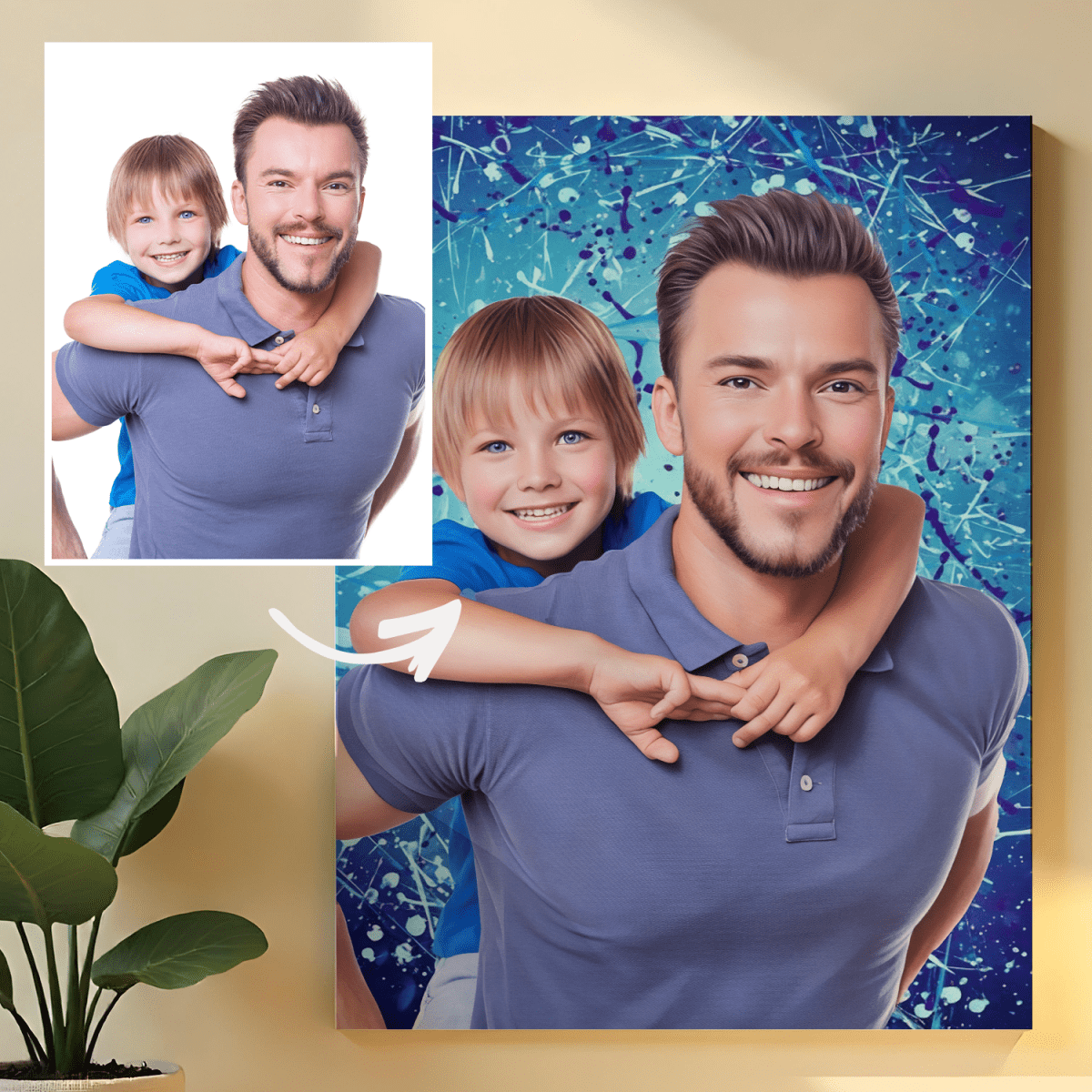 Image of Portret taty i syna - obraz na płótnie z Twojego zdjęcia - Wymaluj Prezent