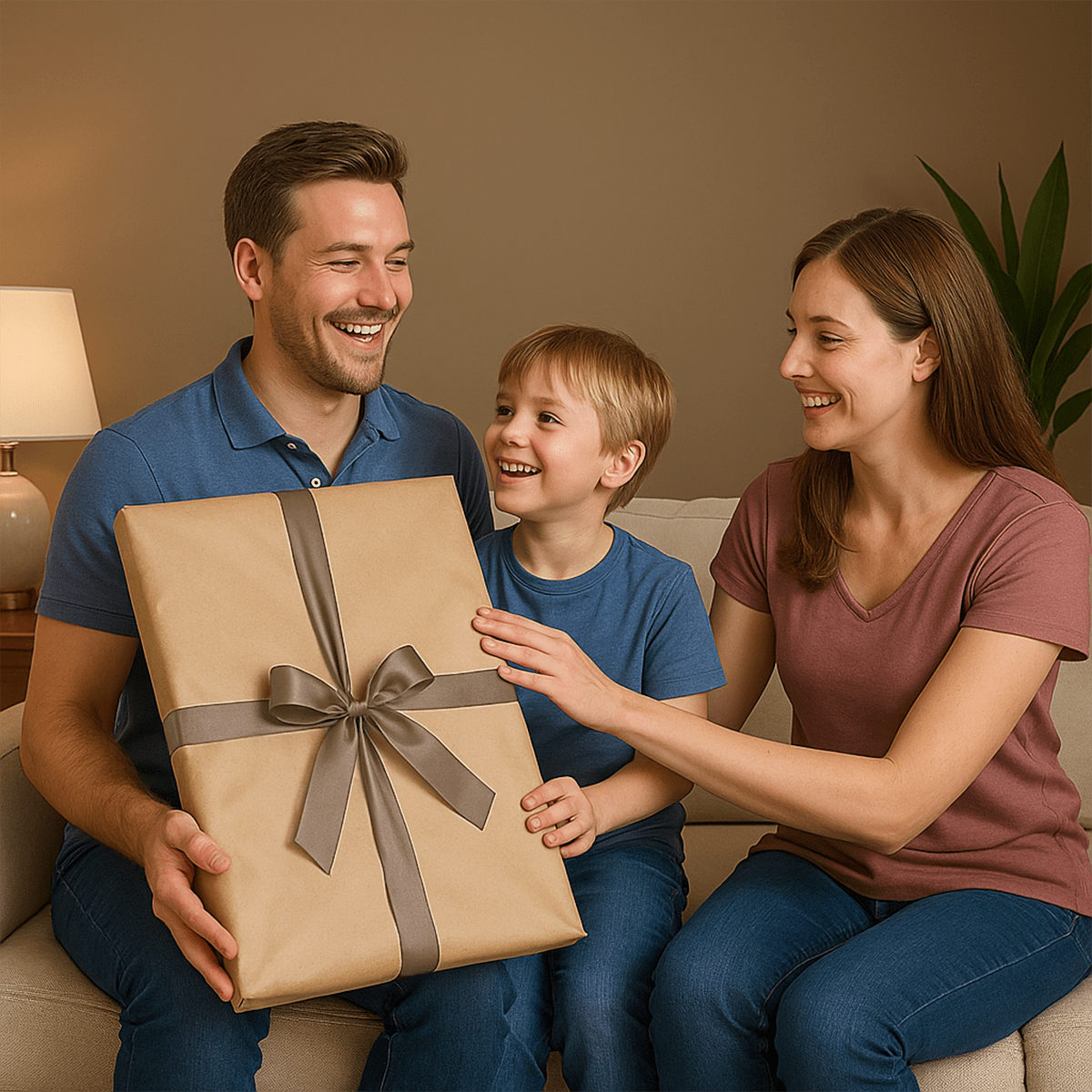 Image of Portret taty i syna - obraz na płótnie z Twojego zdjęcia - Wymaluj Prezent