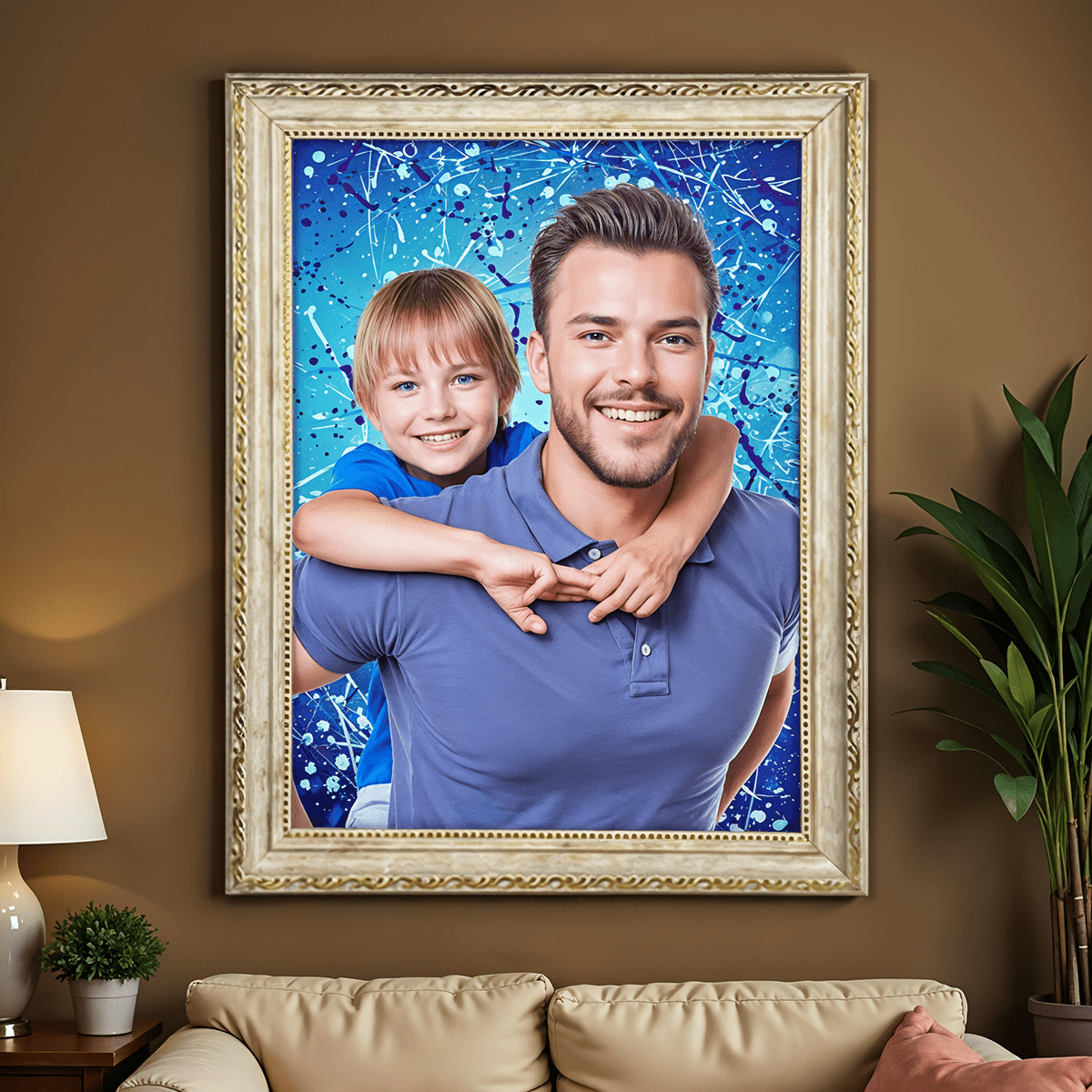 Image of Portret taty i syna - obraz na płótnie z Twojego zdjęcia - Wymaluj Prezent