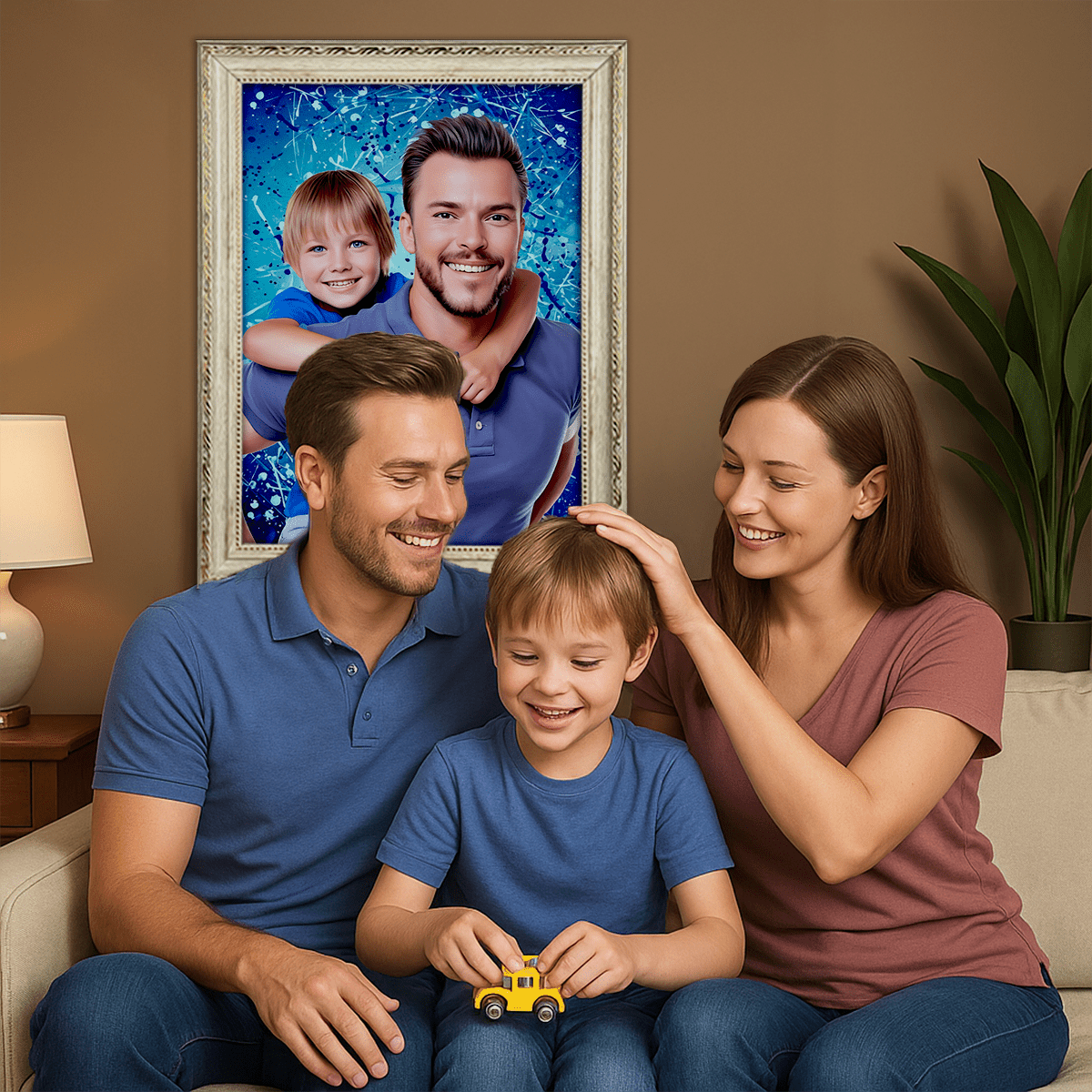 Image of Portret taty i syna - obraz na płótnie z Twojego zdjęcia - Wymaluj Prezent