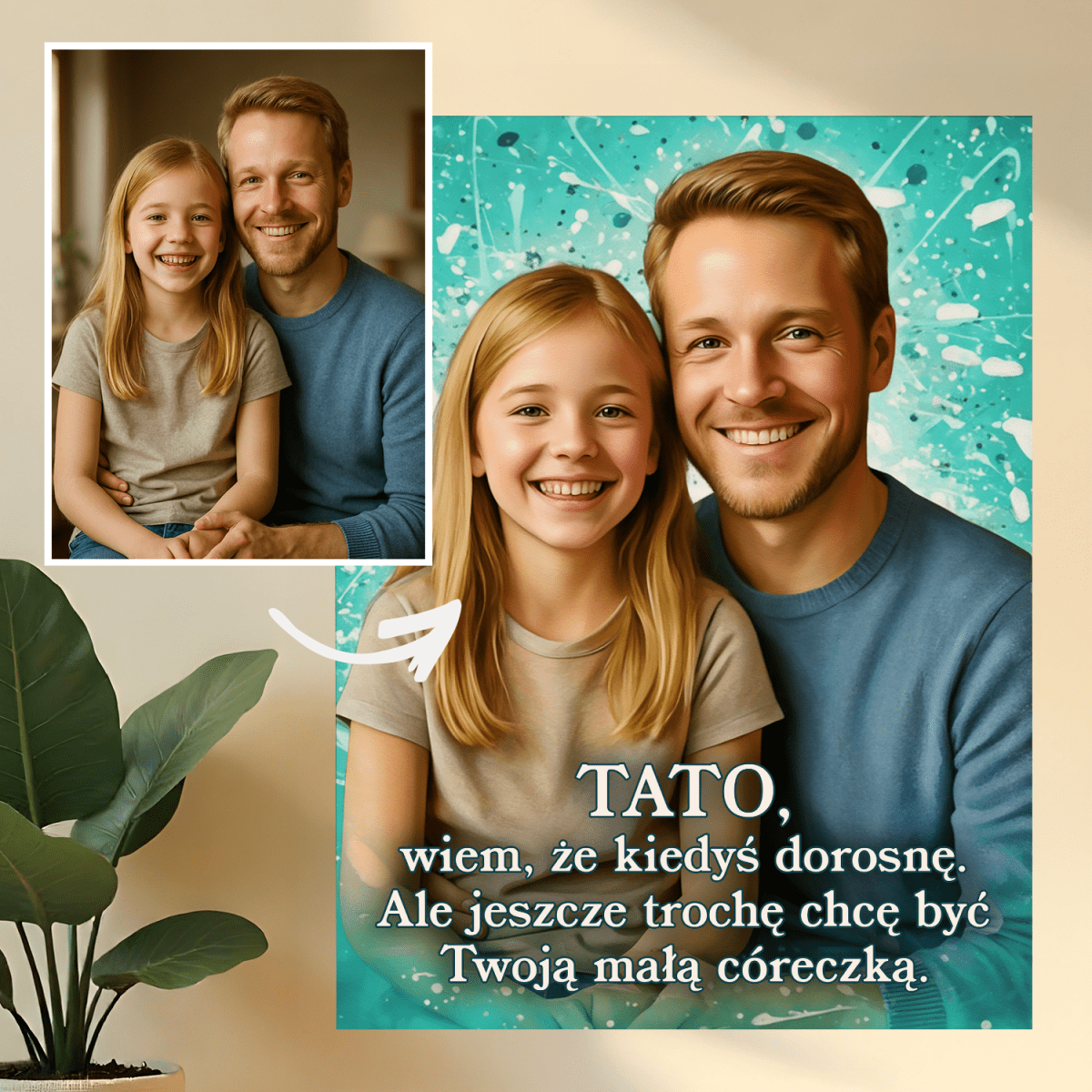 Image of Portret taty z córką - druk na szkle, portret z Twojego zdjęcia - Wymaluj Prezent