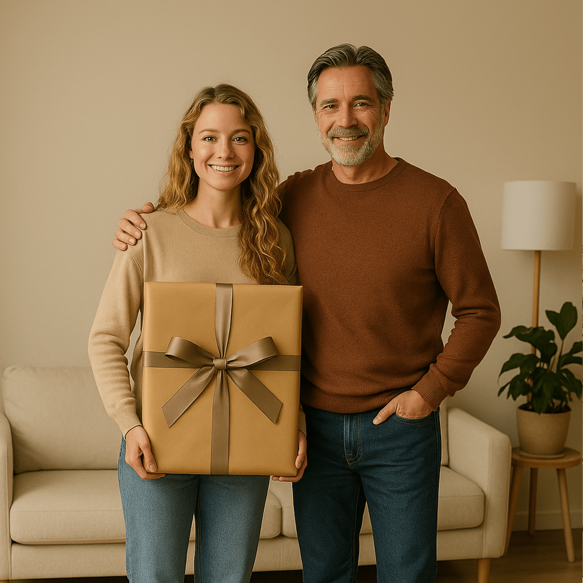 Image of Portret taty z córką - obraz na płótnie z Twojego zdjęcia - Wymaluj Prezent