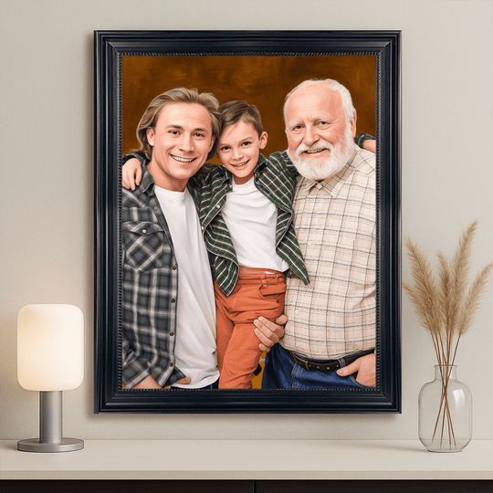 Portret trzech pokoleń - obraz na płótnie z Twojego zdjęcia