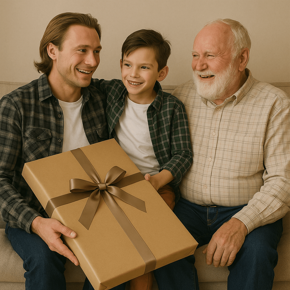 Portret trzech pokoleń - obraz na płótnie z Twojego zdjęcia - Wymaluj Prezent