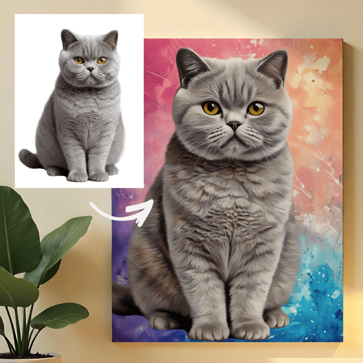 Portret ukochanego kota - obraz na płótnie z Twojego zdjęcia - Wymaluj Prezent