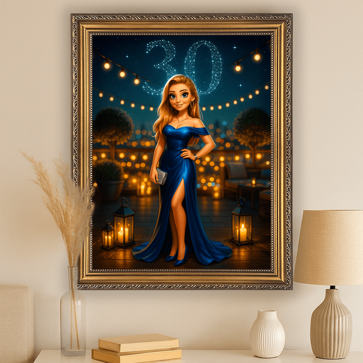 Portret w bajkowym stylu na 30. - obraz na płótnie z Twojego zdjęcia - Wymaluj Prezent