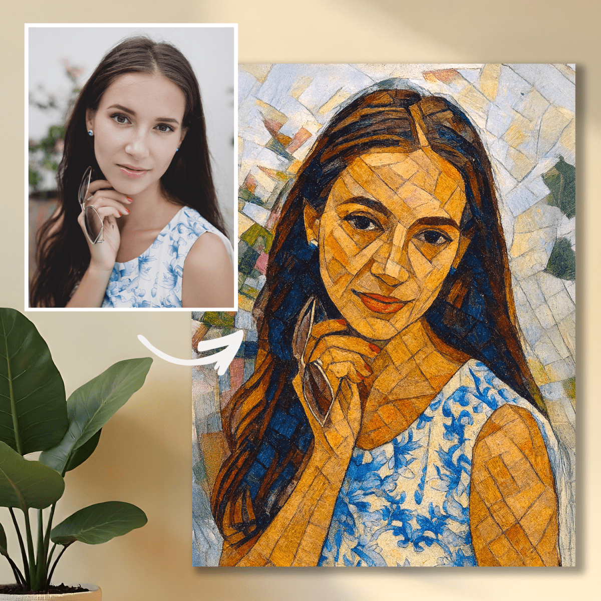 Image of Portret w stylu abstrakcyjnym - obraz na płótnie z Twojego zdjęcia - Wymaluj Prezent