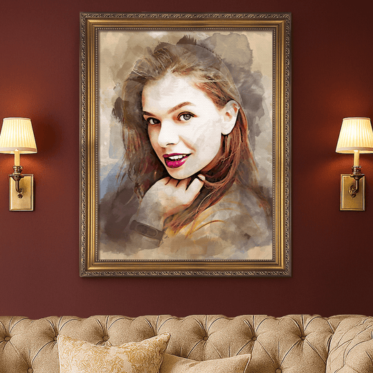 Portret w stylu akwareli - obraz na płótnie z Twojego zdjęcia