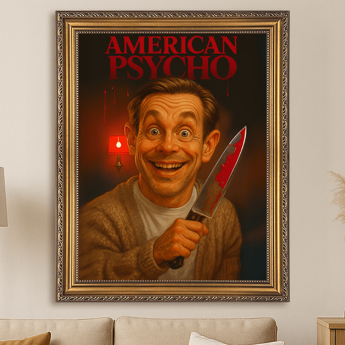 Image of Portret w stylu American Psycho - obraz na płótnie z Twojego zdjęcia - Wymaluj Prezent