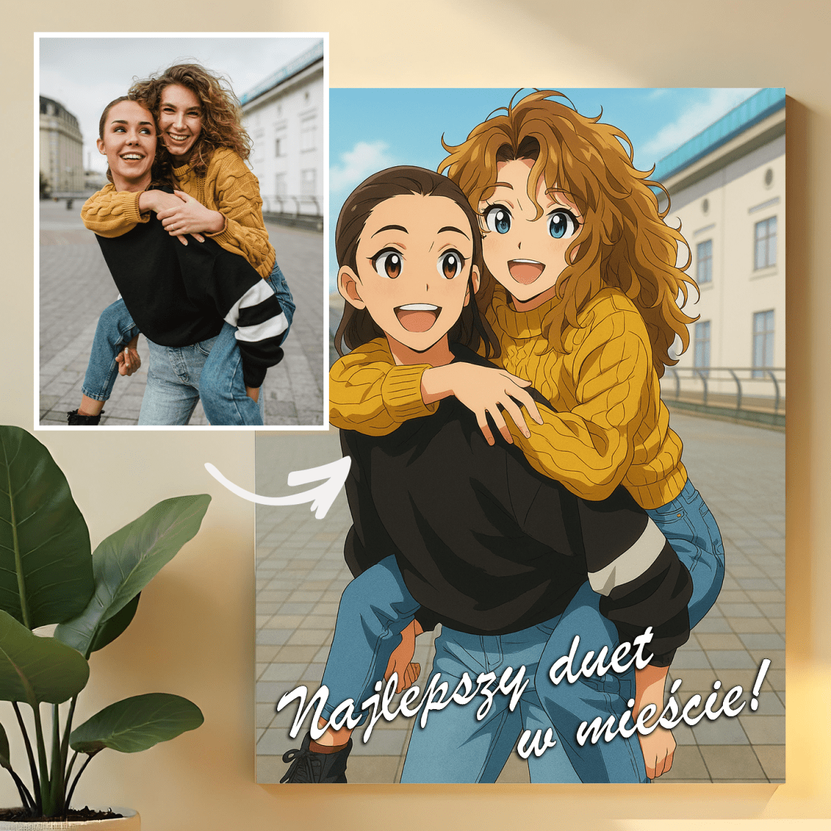 Image of Portret w stylu anime - druk na szkle, portret z Twojego zdjęcia - Wymaluj Prezent