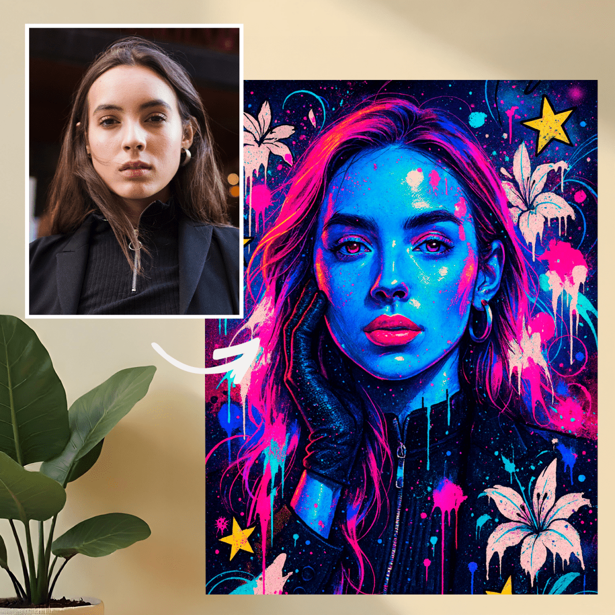 Image of Portret w stylu art - obraz na płótnie z Twojego zdjęcia - Wymaluj Prezent