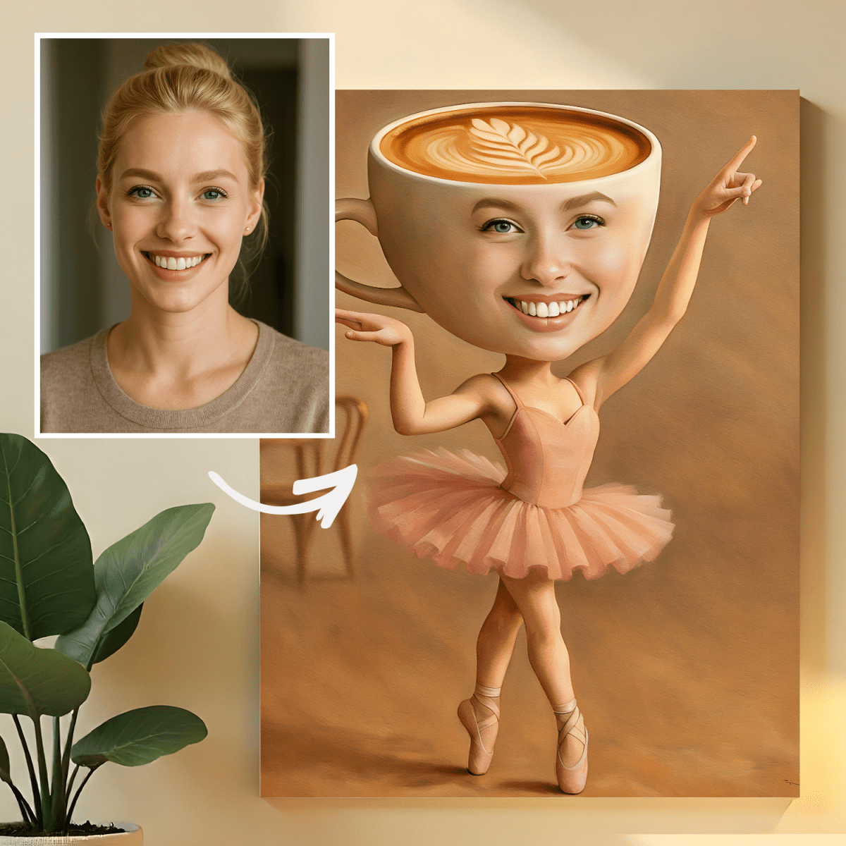 Portret w stylu Balleriny Cappucciny - obraz na płótnie z Twojego zdjęcia - Wymaluj Prezent