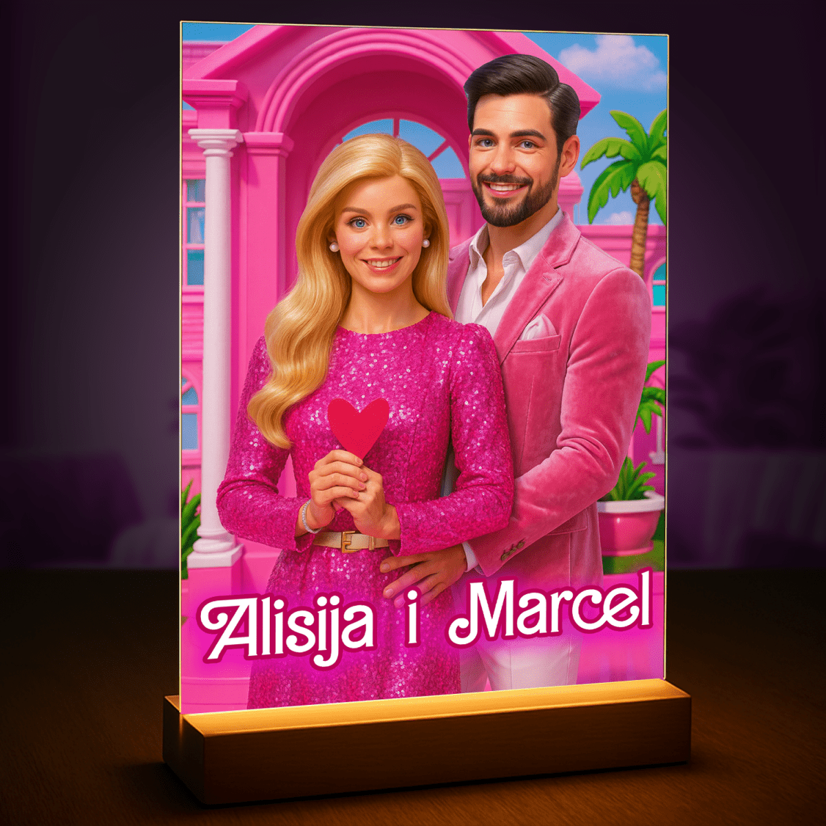 Portret w stylu Barbie i Kena - druk na szkle, portret z Twojego zdjęcia - Wymaluj Prezent