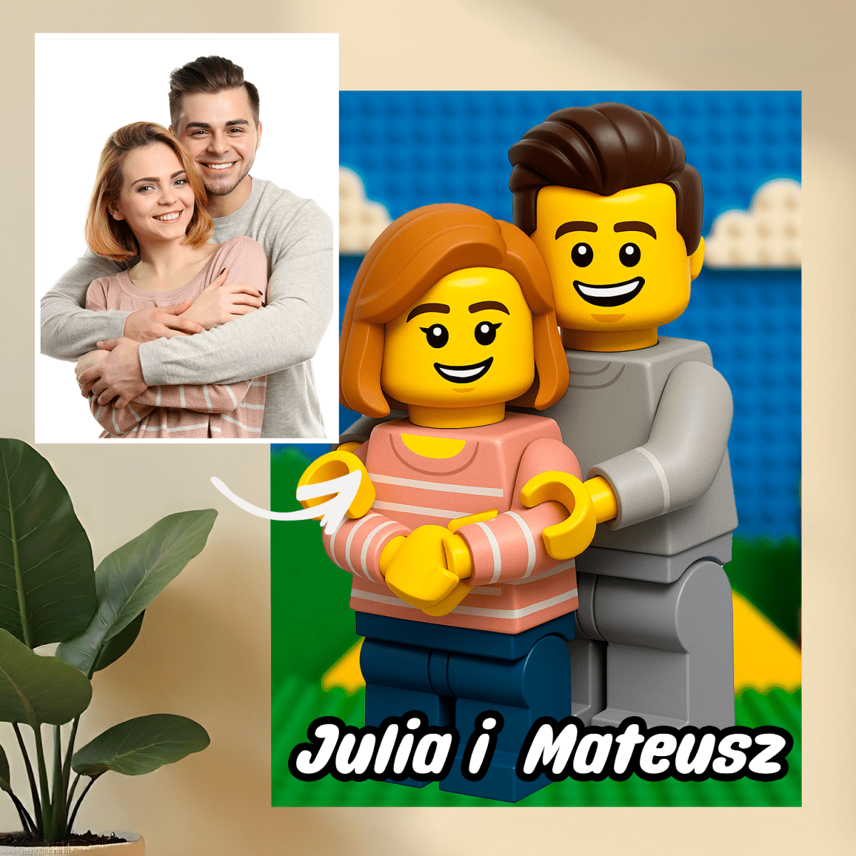 Image of Portret w stylu figurek - druk na szkle, portret z Twojego zdjęcia - Wymaluj Prezent