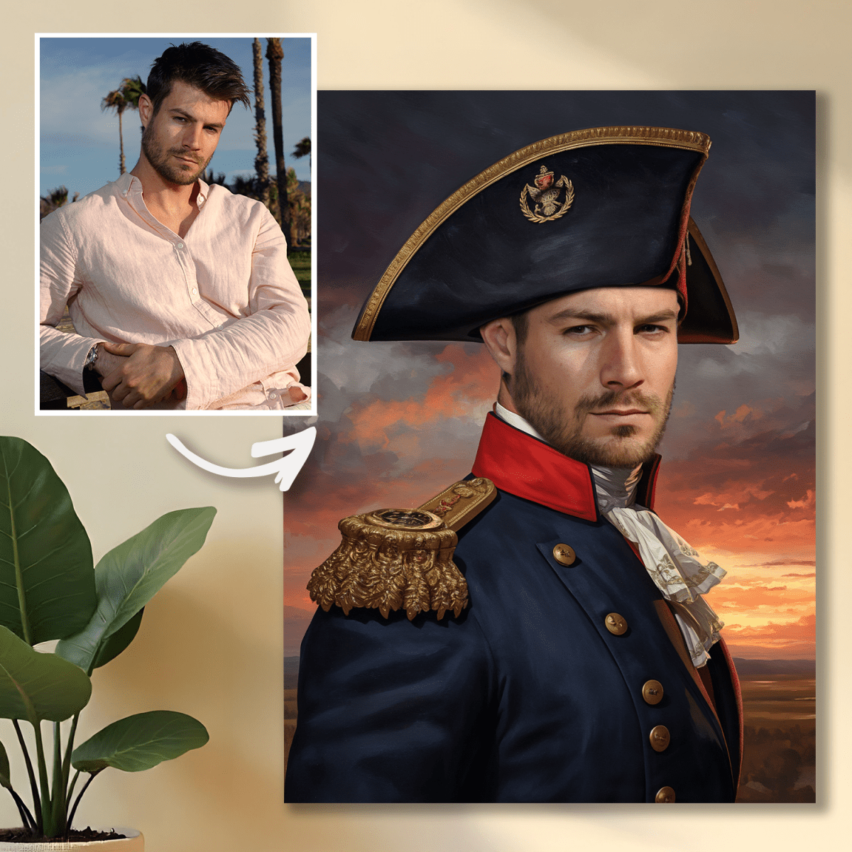 Portret w stylu generała - obraz na płótnie z Twojego zdjęcia - Wymaluj Prezent