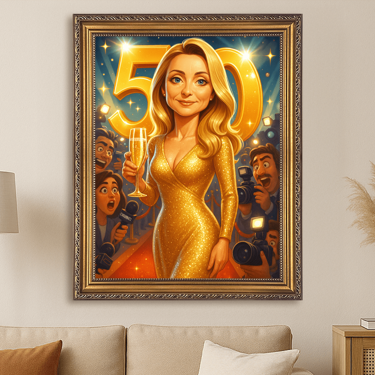 Portret w stylu gwiazdy na 50 urodziny - obraz na płótnie z Twojego zdjęcia - Wymaluj Prezent
