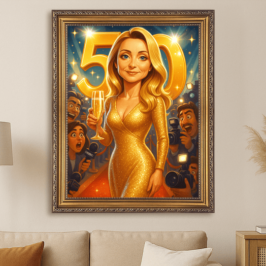 Portret w stylu gwiazdy na 50 urodziny - obraz na płótnie z Twojego zdjęcia
