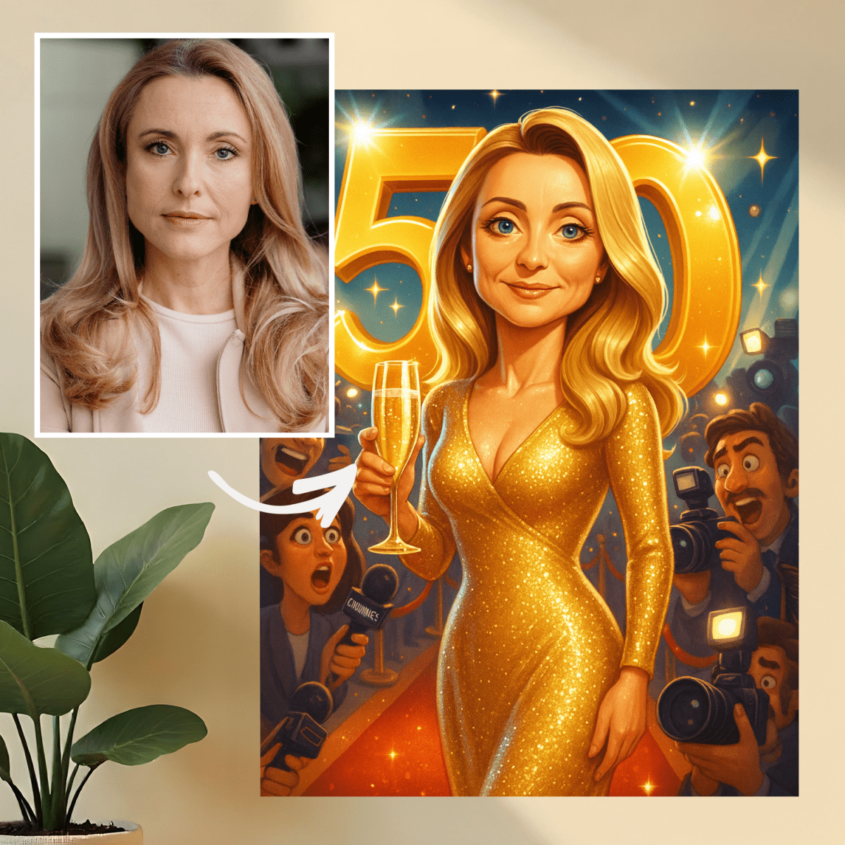 Image of Portret w stylu gwiazdy na 50 urodziny - obraz na płótnie z Twojego zdjęcia - Wymaluj Prezent