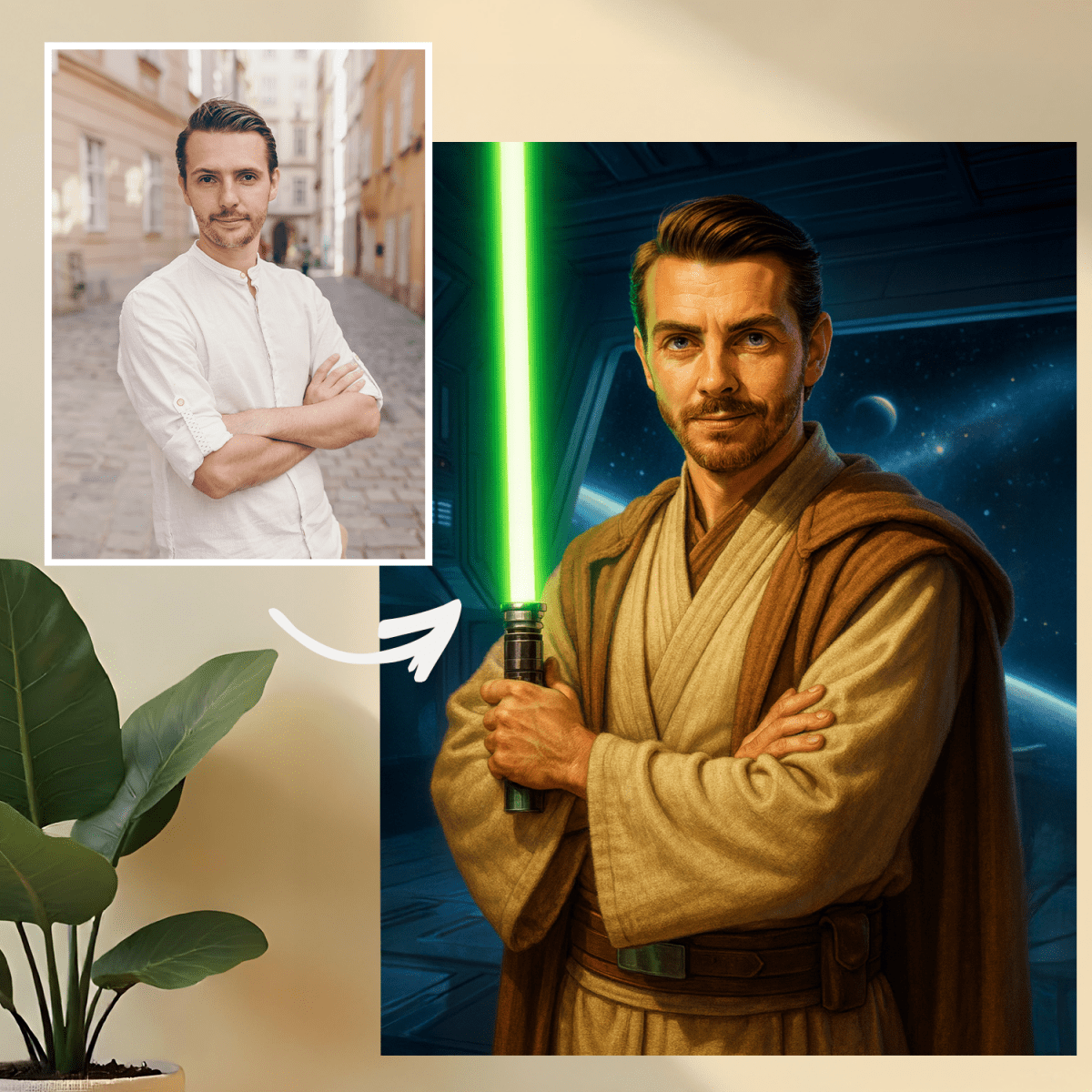 Image of Portret w stylu Jedi - obraz na płótnie z Twojego zdjęcia - Wymaluj Prezent