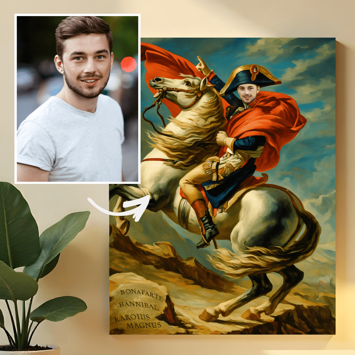 Image of Portret w stylu Napoleona - obraz na płótnie z Twojego zdjęcia - Wymaluj Prezent