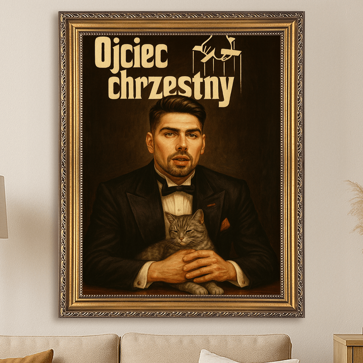 Image of Portret w stylu ojca chrzestnego - obraz na płótnie z Twojego zdjęcia - Wymaluj Prezent