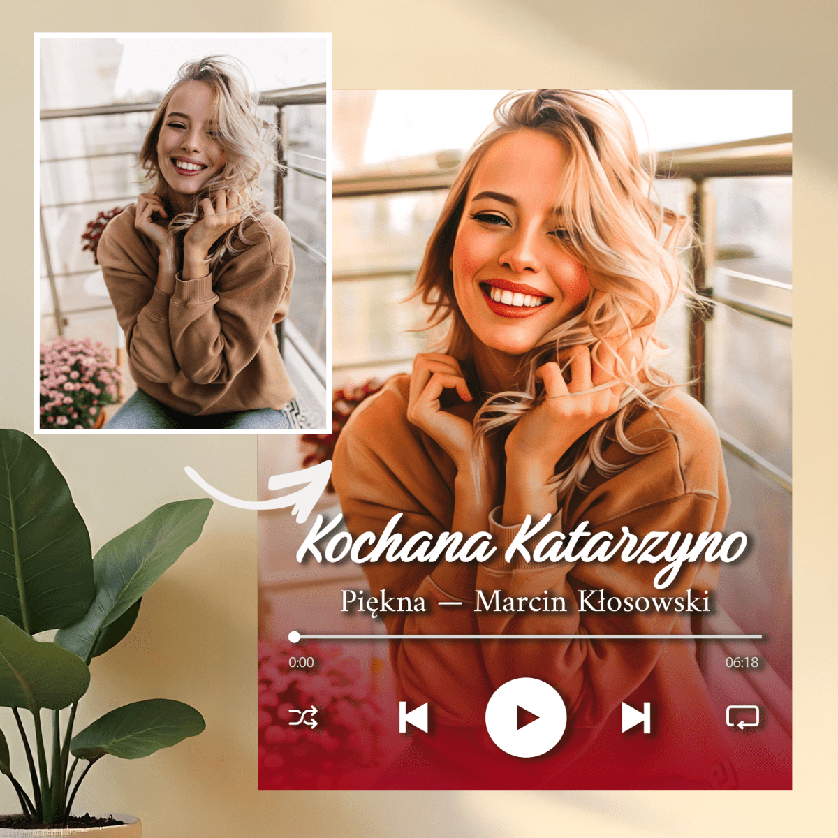 Image of Portret w stylu Spotify - druk na szkle, portret z Twojego zdjęcia - Wymaluj Prezent