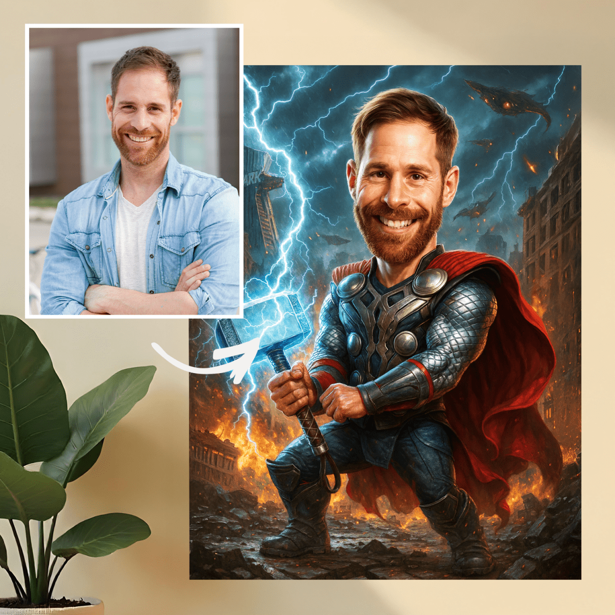 Portret w stylu Thora - obraz na płótnie z Twojego zdjęcia - Wymaluj Prezent