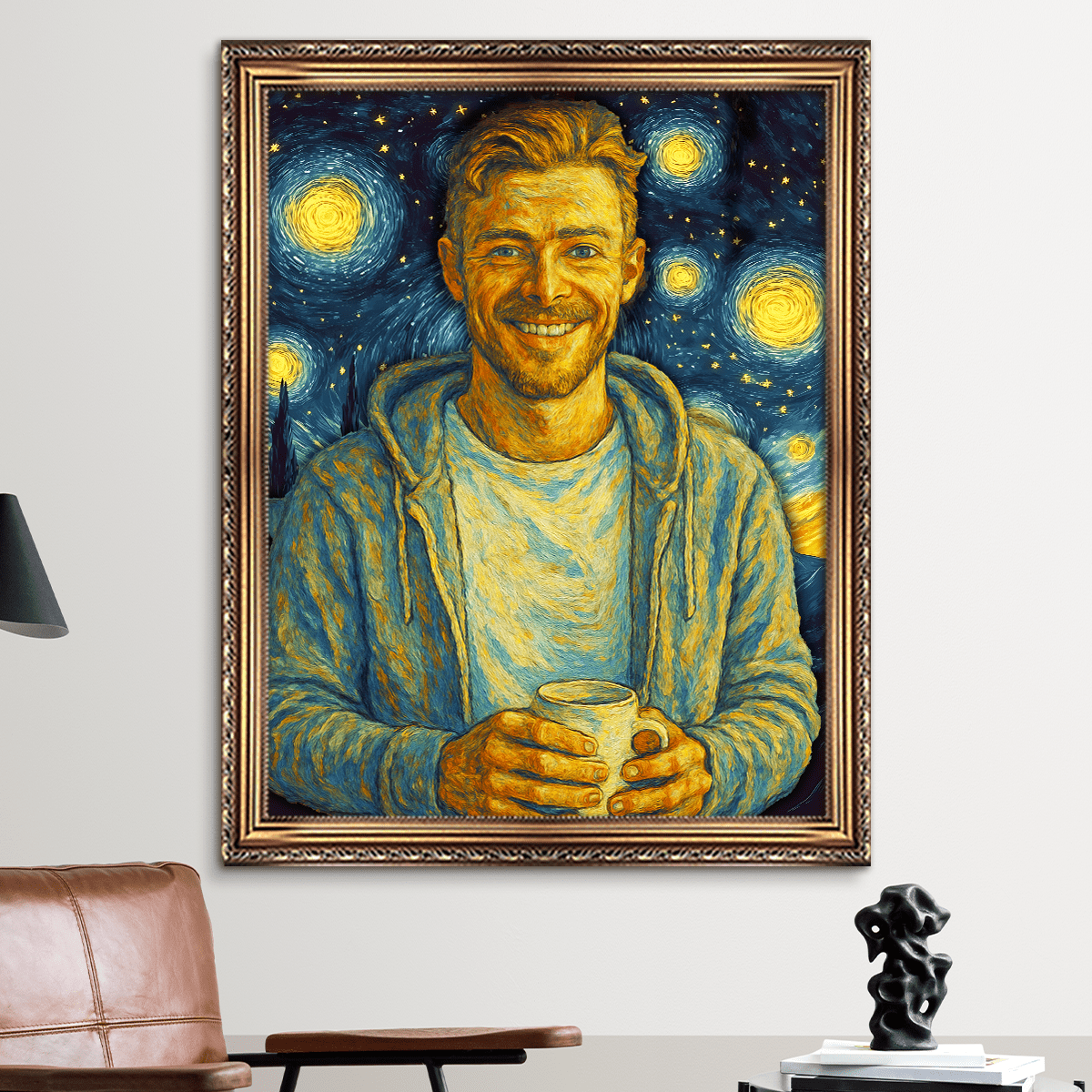 Portret w stylu Van Gogha - obraz na płótnie z Twojego zdjęcia - Wymaluj Prezent