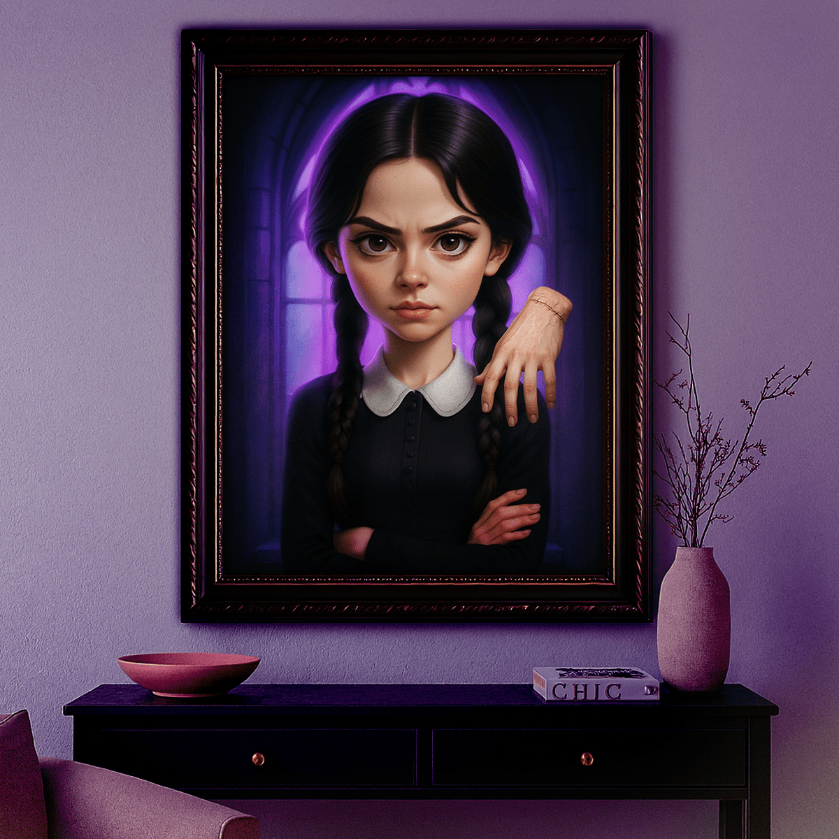 Image of Portret w stylu Wednesday - obraz na płótnie z Twojego zdjęcia - Wymaluj Prezent