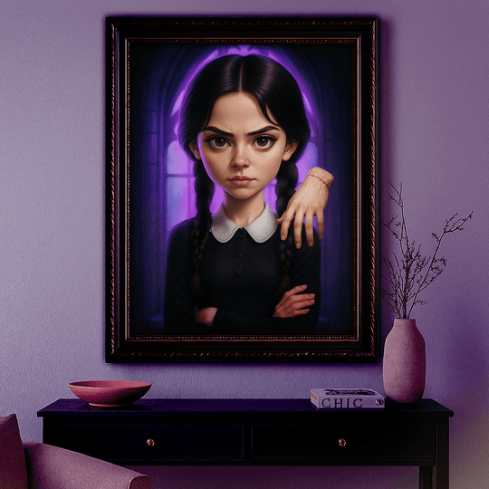 Portret w stylu Wednesday - obraz na płótnie z Twojego zdjęcia