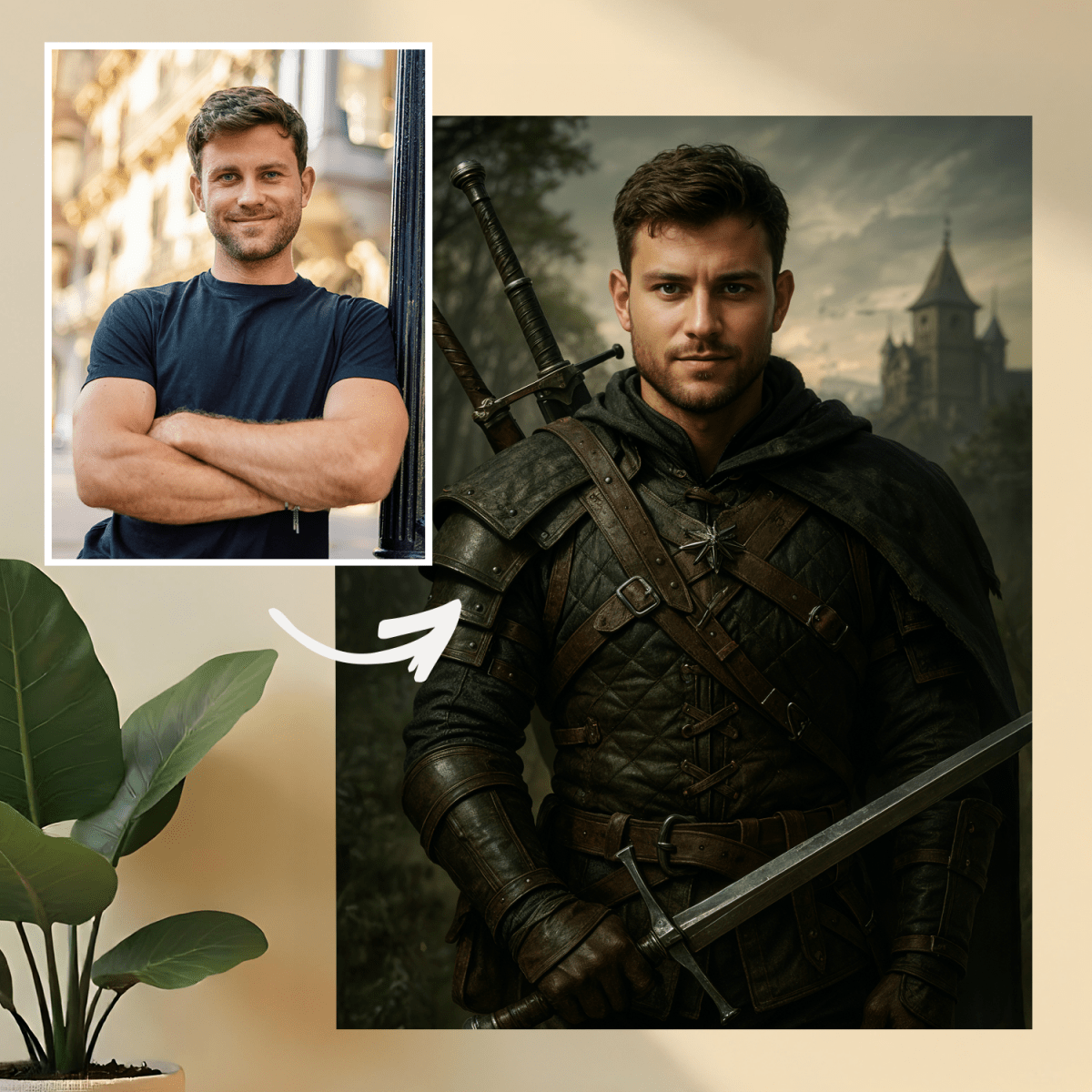 Image of Portret w stylu wiedźmińskim - obraz na płótnie z Twojego zdjęcia - Wymaluj Prezent