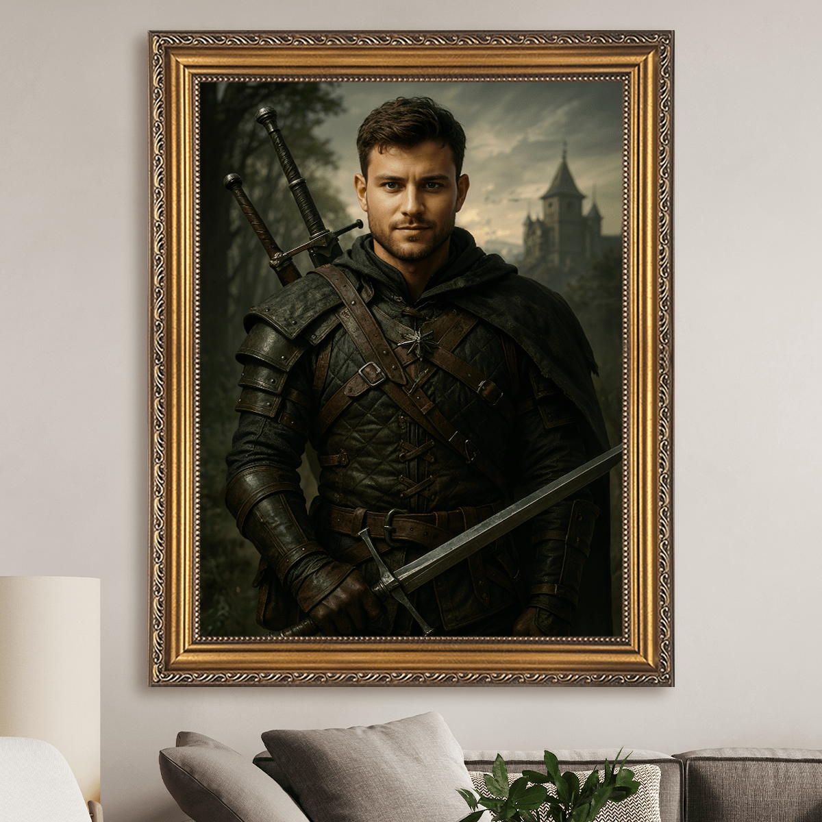 Portret w stylu wiedźmińskim - obraz na płótnie z Twojego zdjęcia - Wymaluj Prezent