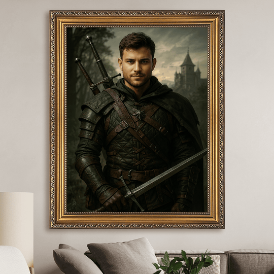 Portret w stylu wiedźmińskim - obraz na płótnie z Twojego zdjęcia