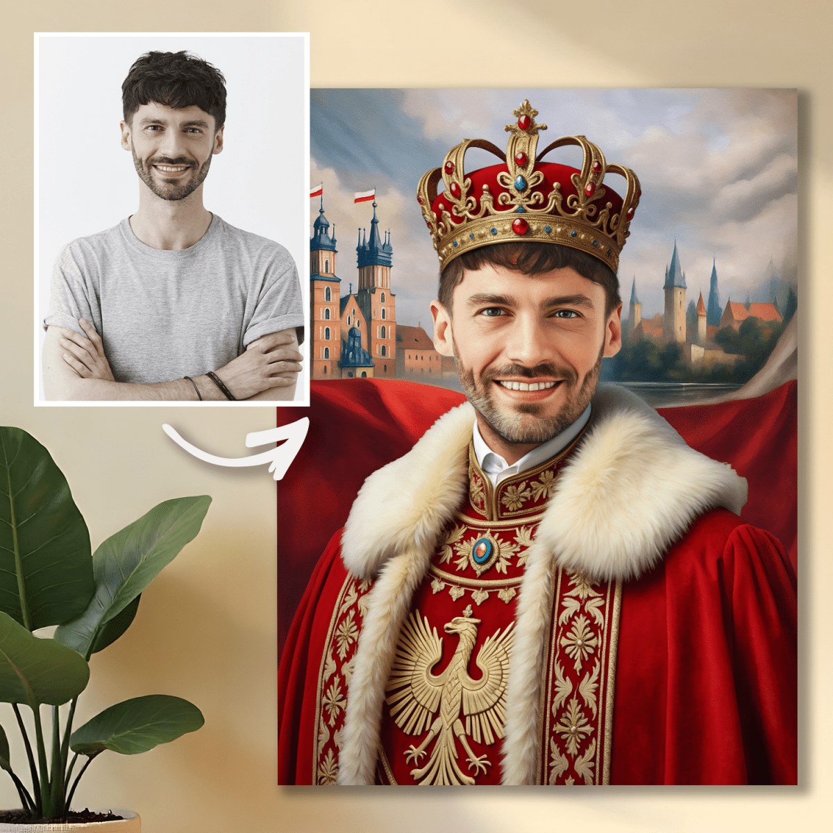 Image of Portret władcy Polski - obraz na płótnie z Twojego zdjęcia - Wymaluj Prezent