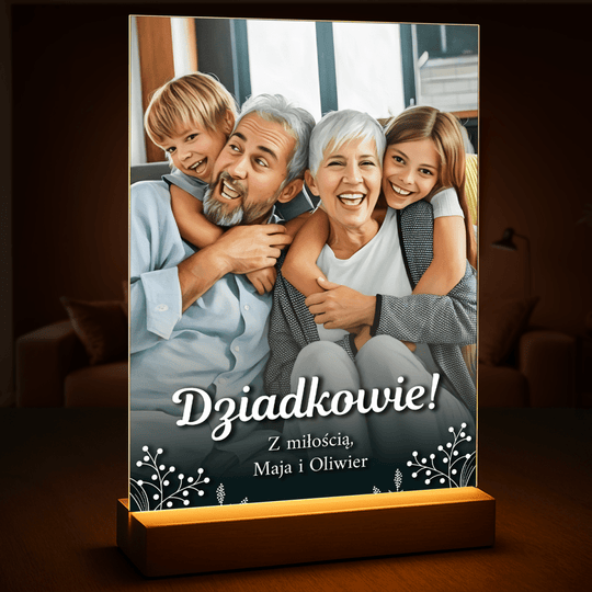 Portret wnuków z dziadkami - druk na szkle, portret z Twojego zdjęcia