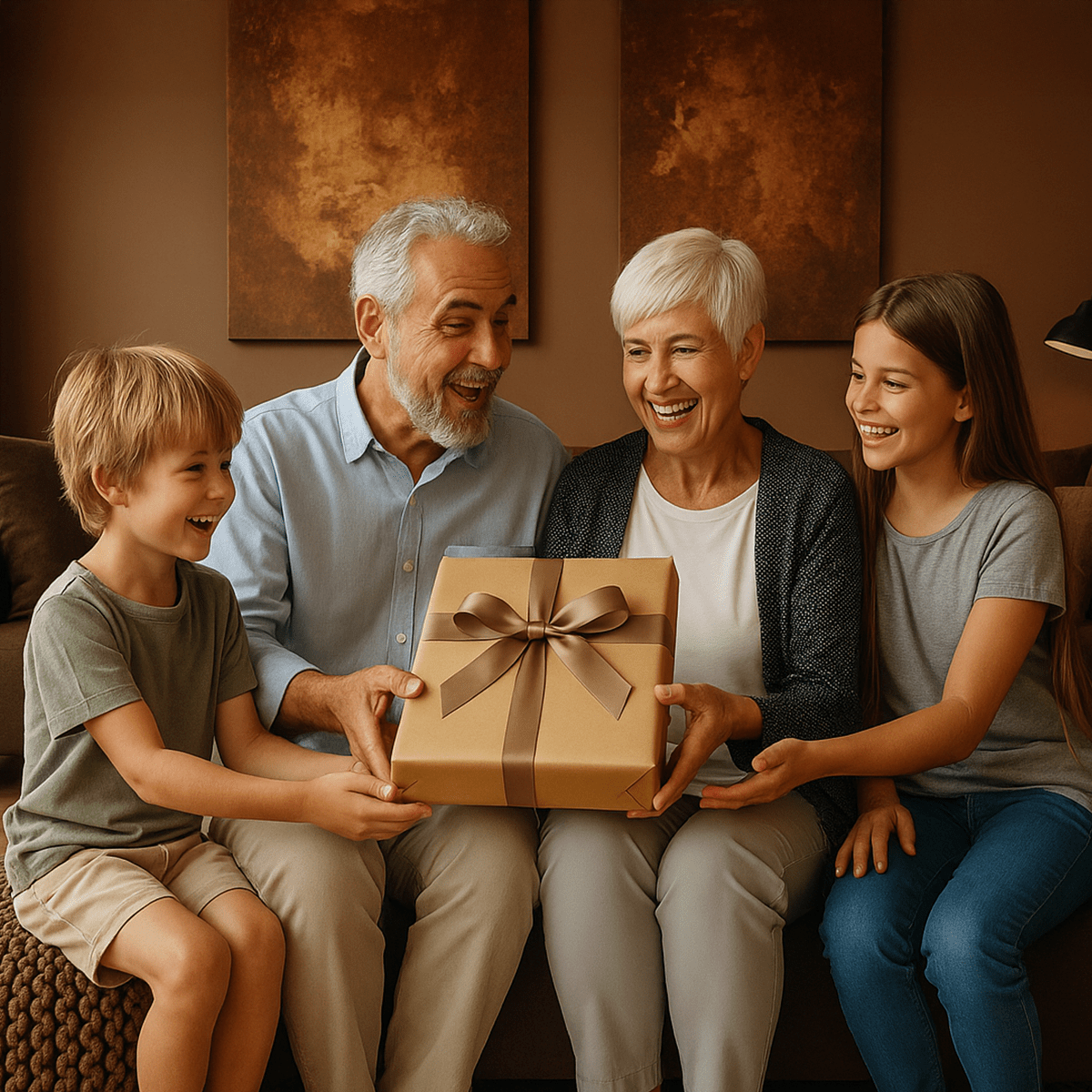 Image of Portret wnuków z dziadkami - druk na szkle, portret z Twojego zdjęcia - Wymaluj Prezent