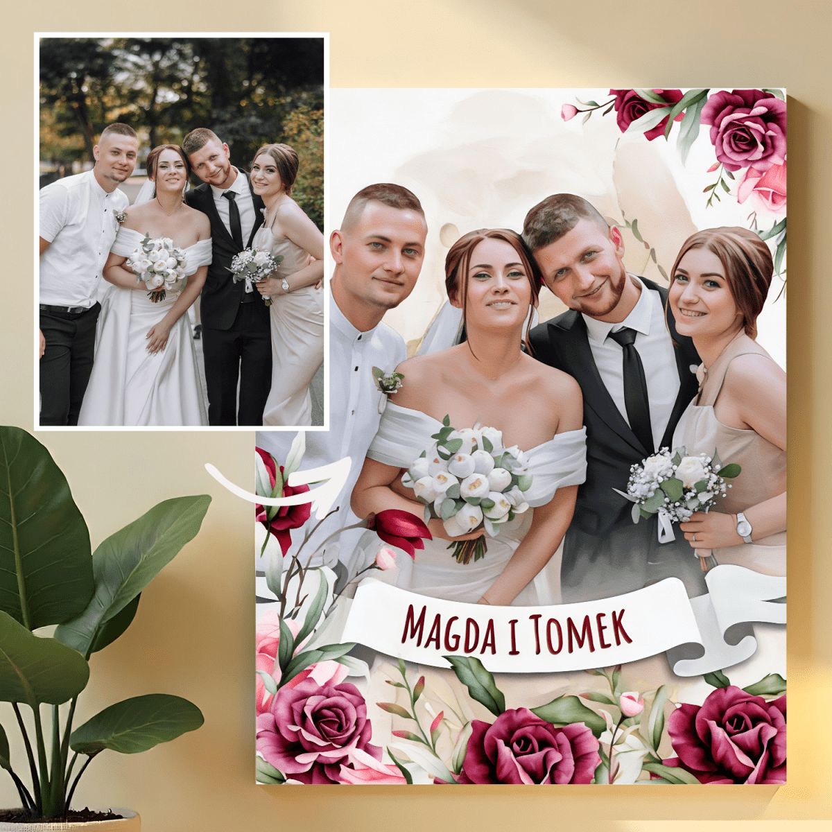 Image of Portret z dnia ślubu - obraz na płótnie z Twojego zdjęcia - Wymaluj Prezent