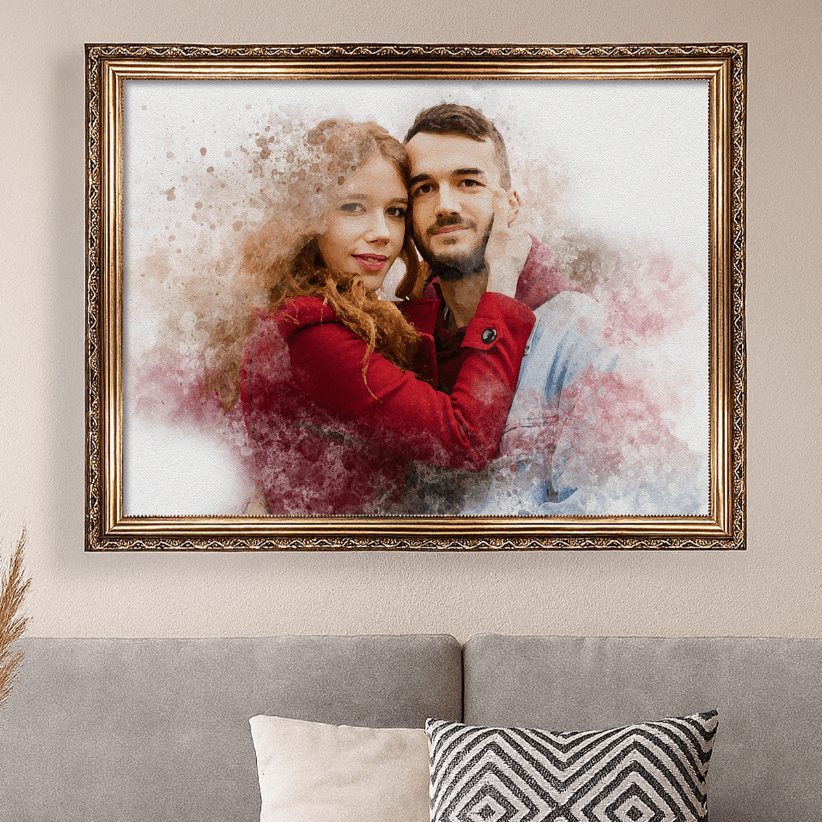 Portret z efektem farb wodnych - obraz na płótnie z Twojego zdjęcia - Wymaluj Prezent