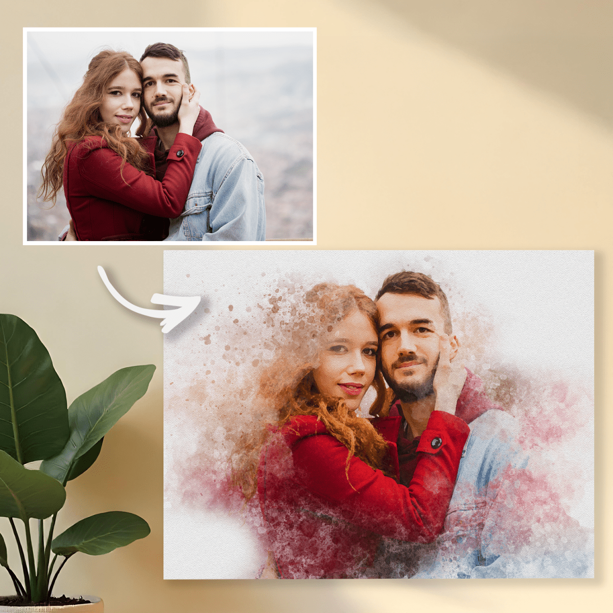 Image of Portret z efektem farb wodnych - obraz na płótnie z Twojego zdjęcia - Wymaluj Prezent