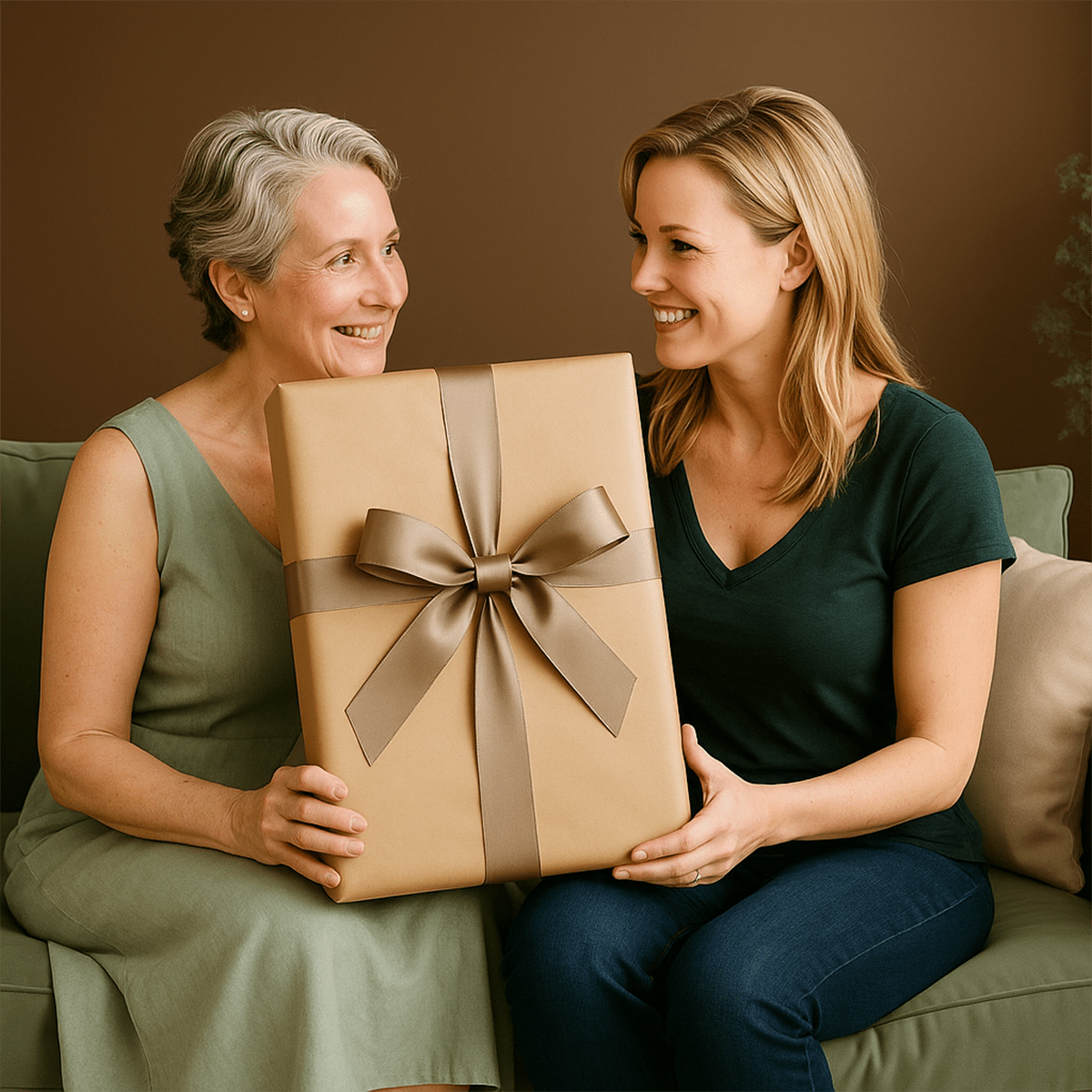 Image of Portret z mamą na kwiatowym tle - obraz na płótnie z Twojego zdjęcia - Wymaluj Prezent