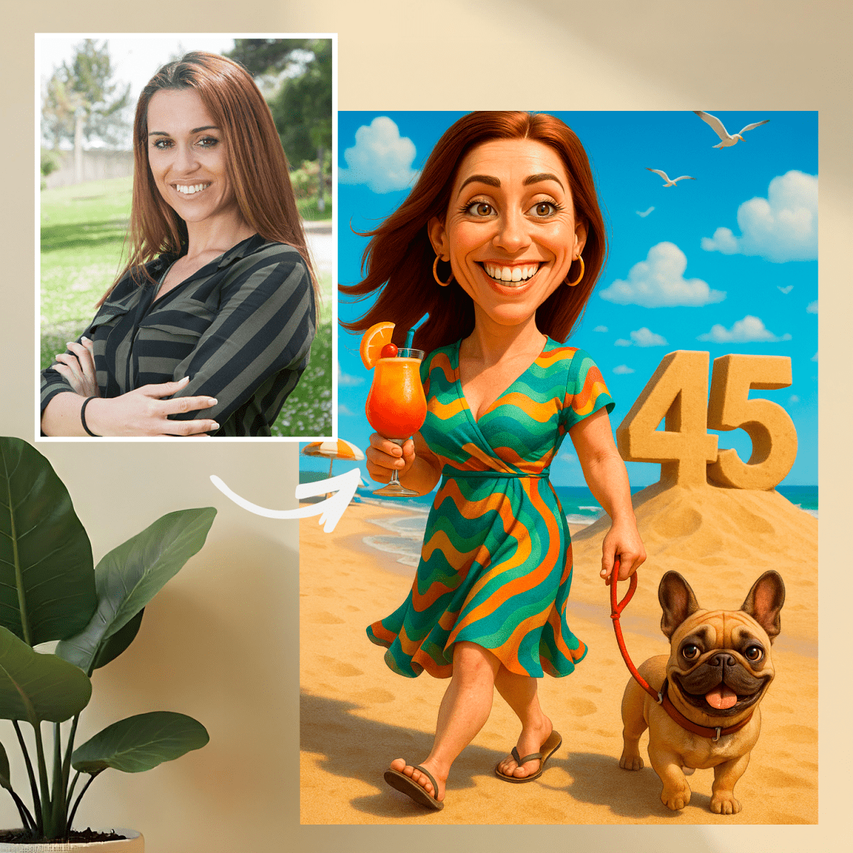 Image of Portret z okazji 45 urodzin - druk na szkle, portret z Twojego zdjęcia - Wymaluj Prezent