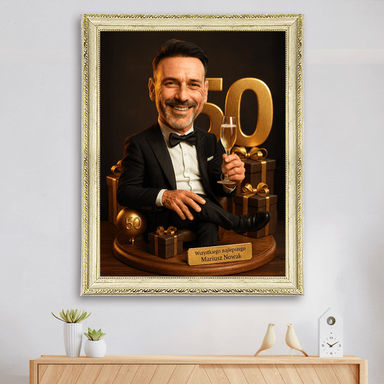 Portret z okazji 50 urodzin - obraz na płótnie z Twojego zdjęcia