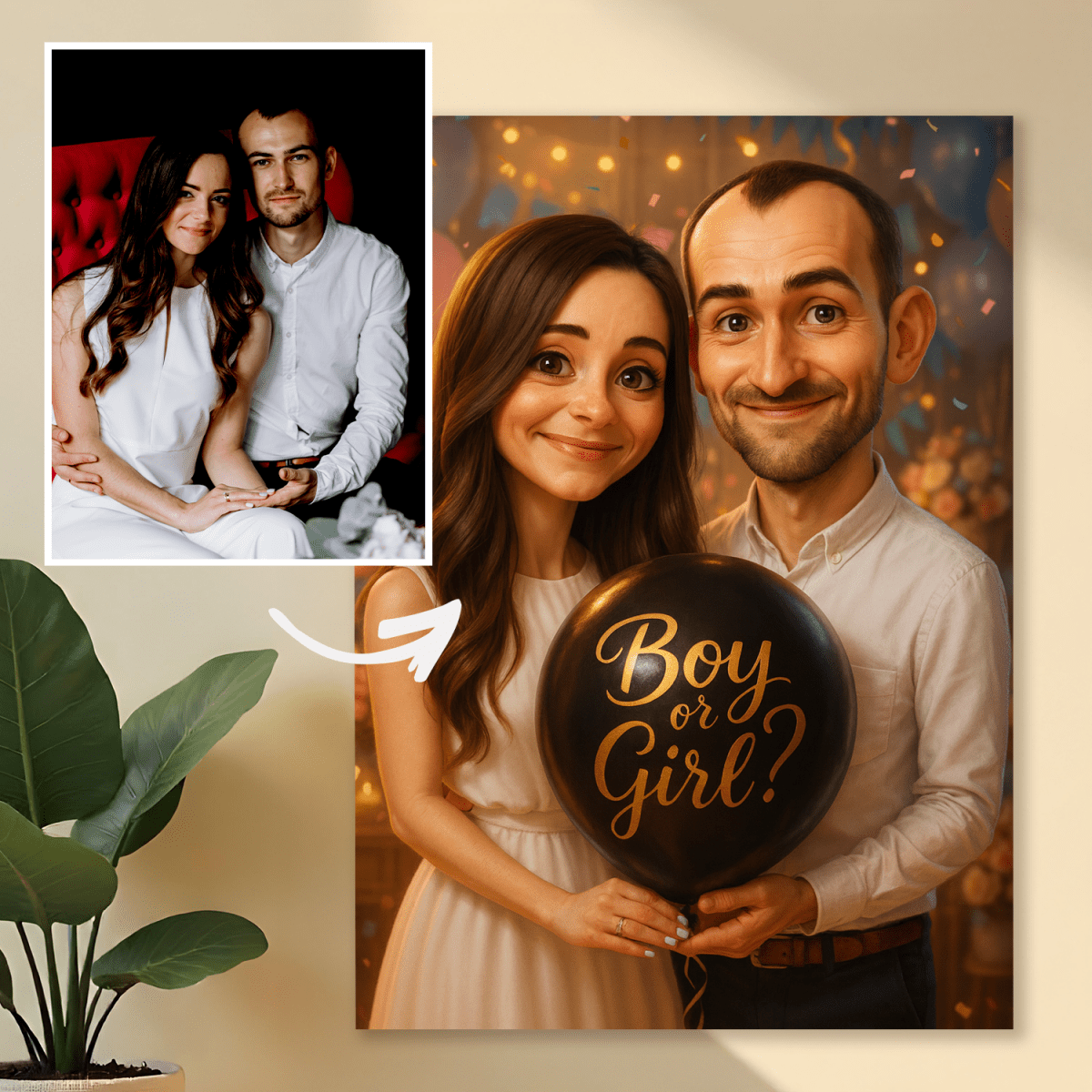 Image of Portret z okazji Baby Shower - obraz na płótnie z Twojego zdjęcia - Wymaluj Prezent