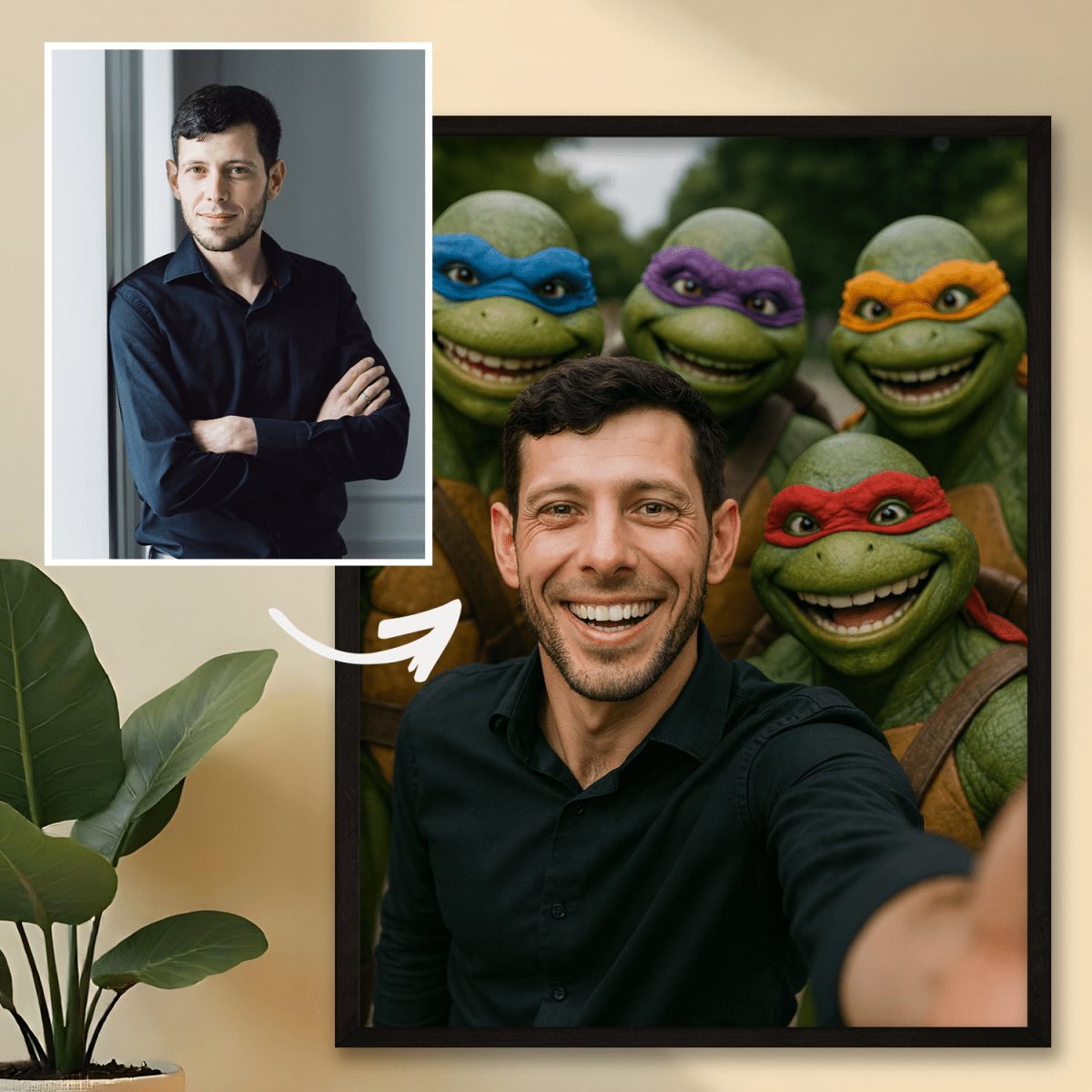 Portret z żółwiami - plakat z Twojego zdjęcia - Wymaluj Prezent