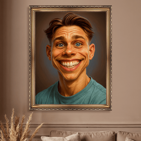 Realistyczna karykatura mężczyzny - obraz na płótnie z Twojego zdjęcia