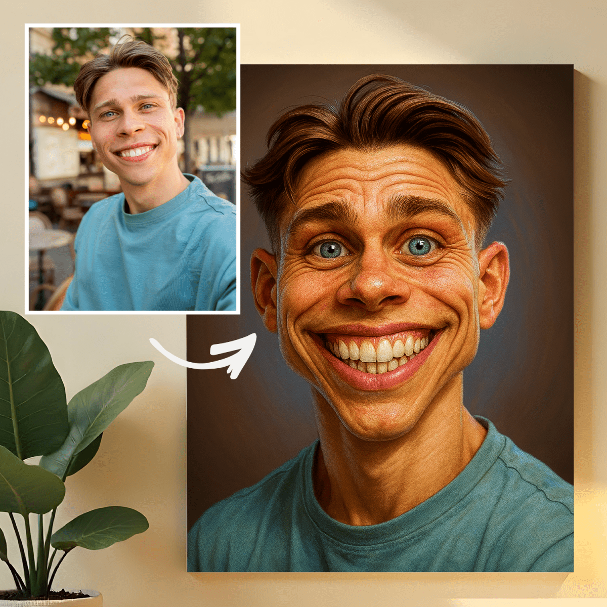 Image of Realistyczna karykatura mężczyzny - obraz na płótnie z Twojego zdjęcia - Wymaluj Prezent